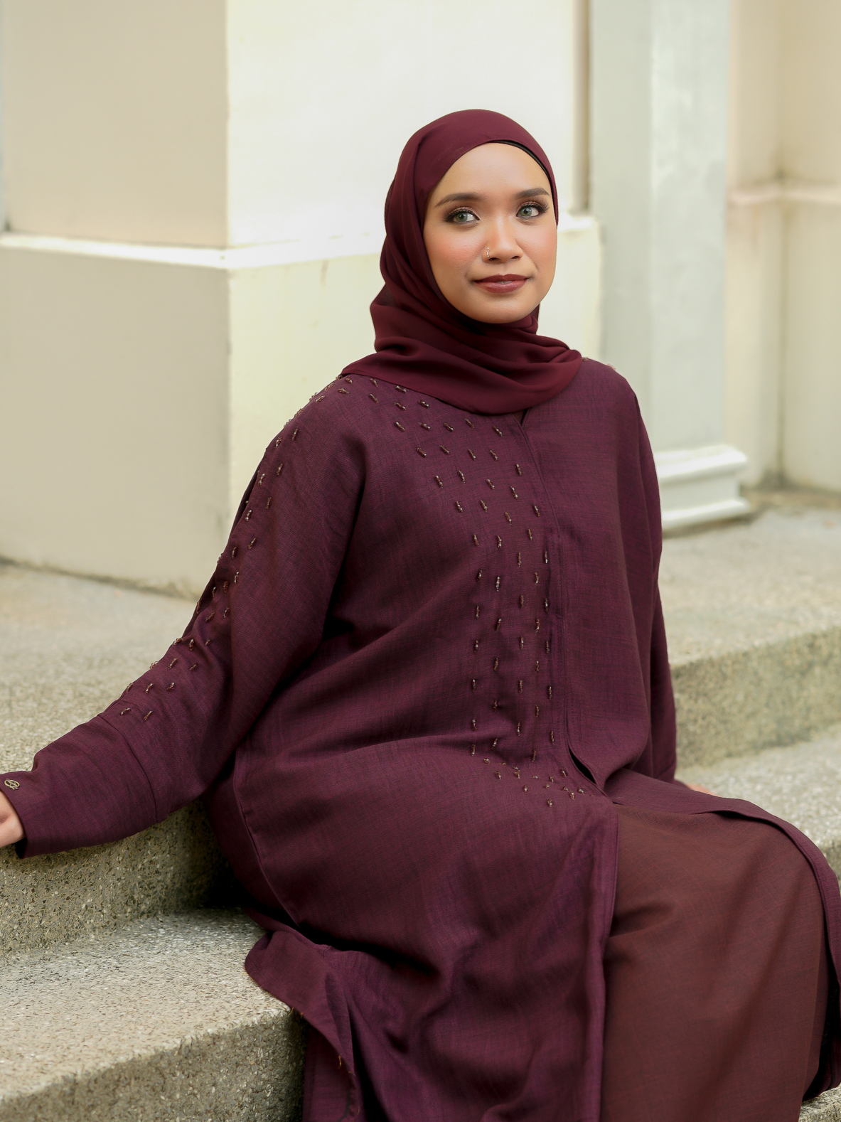 Kuwait Abaya in Ruby Red