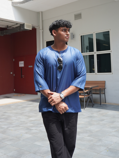 Jebat Kurta in Navy Blue