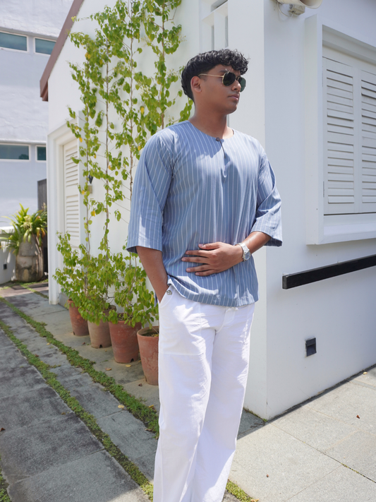 Bayu Kurta in Pale Blue & Dark Blue