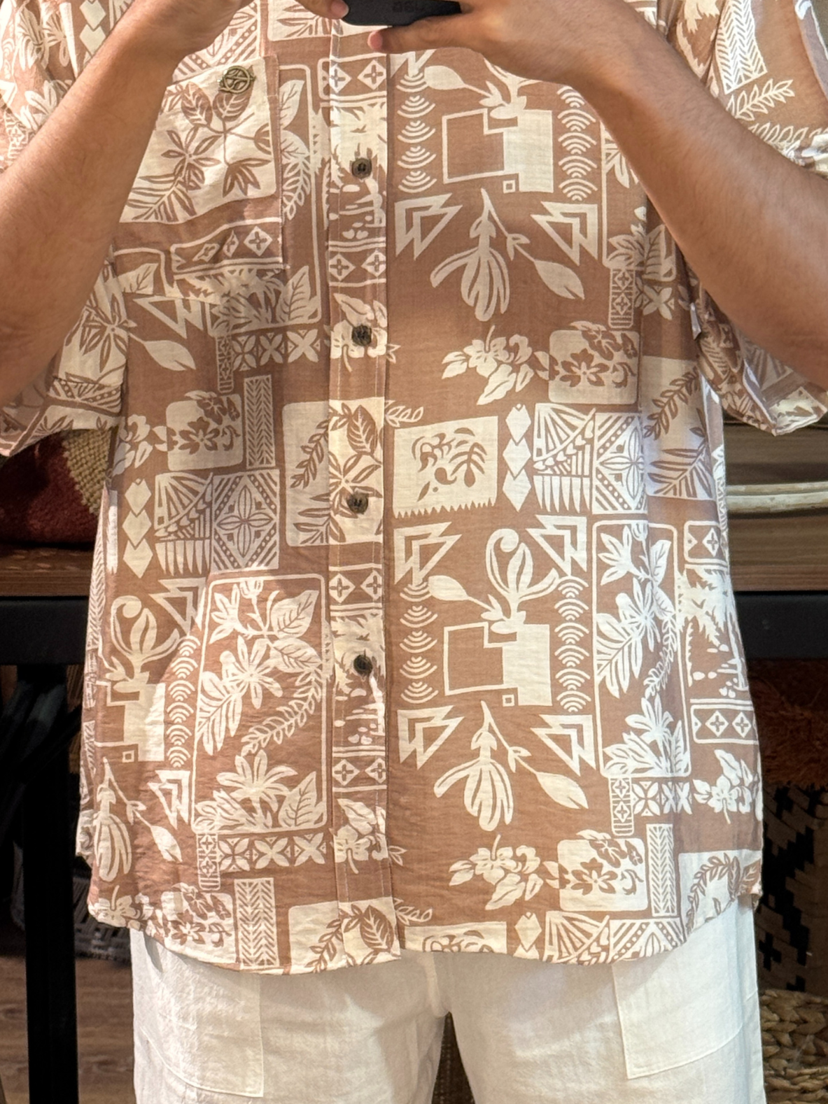 Tropical Linen Shirt in Sand Dune