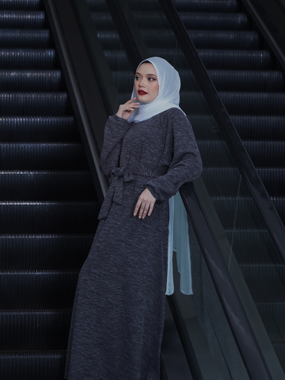 Ribbed Sweaterdress in Pitch-Dark