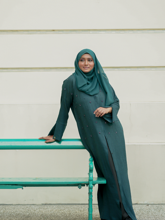 Grace Abaya in Emerald Green