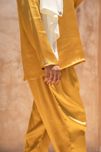 Cuffed Pants in Arabian Gold & Pale Copper