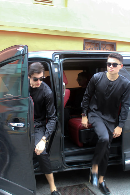 Satin Kurta Set Men In BlackOut