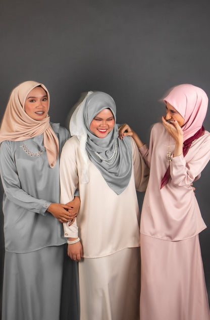 Curve Baju Kurung Top in Dusty Fin