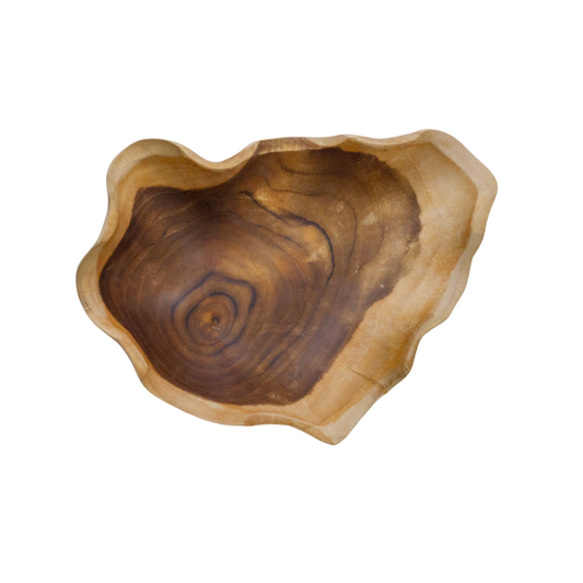 Teak Wood Ridged Bowl