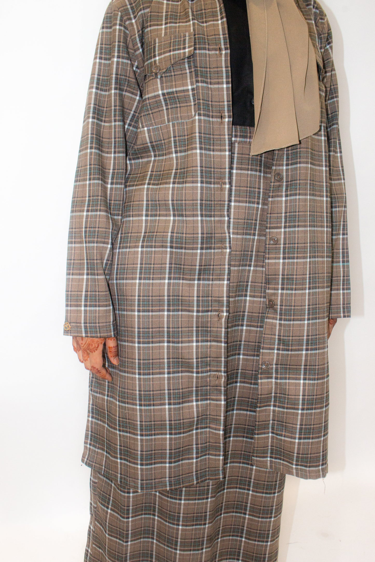 Curve Brunette Flannel Long Top