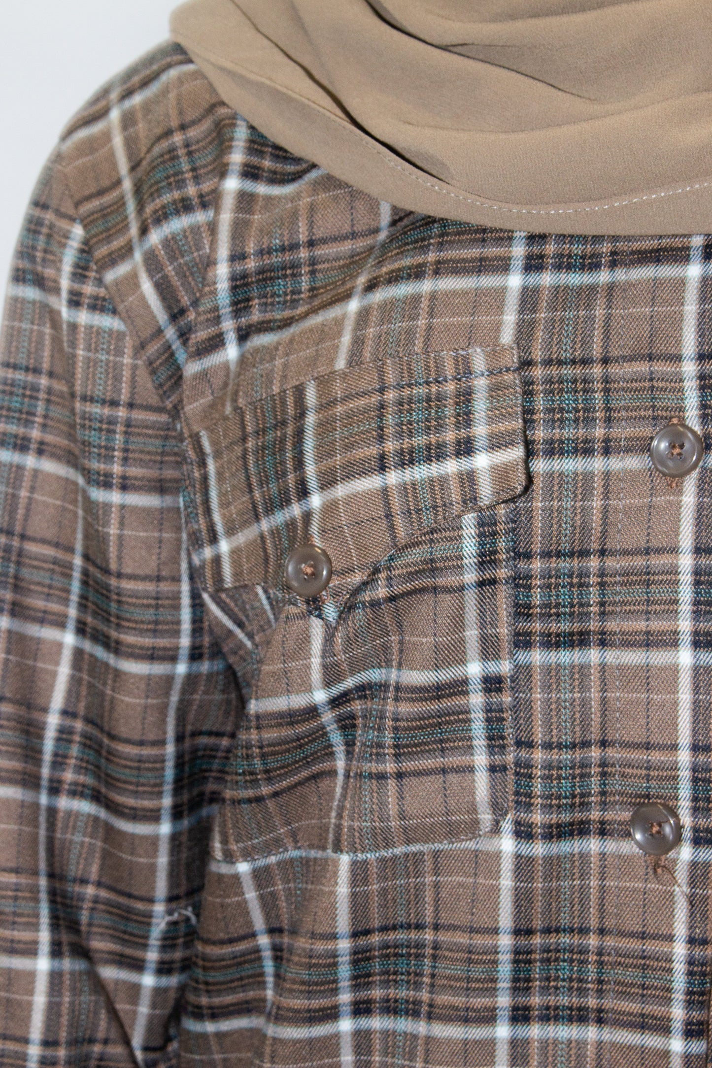 Curve Brunette Flannel Long Top