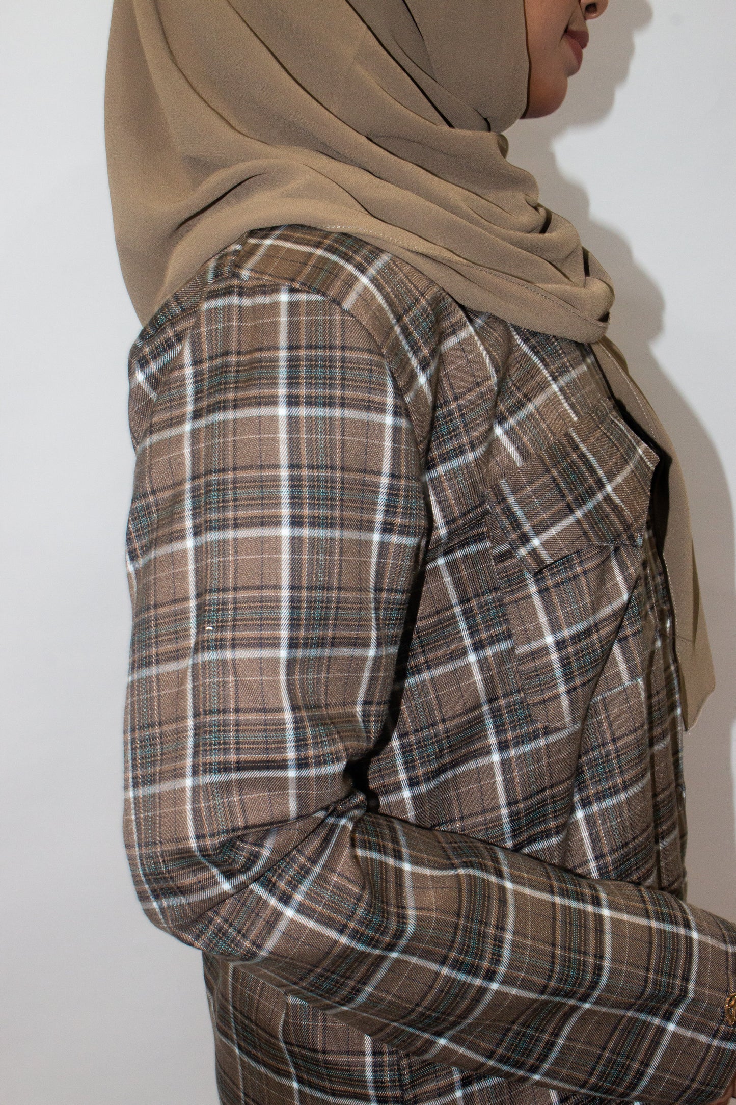 Curve Brunette Flannel Long Top