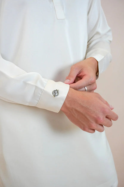Curve Satin Kurta Set Men In Almond