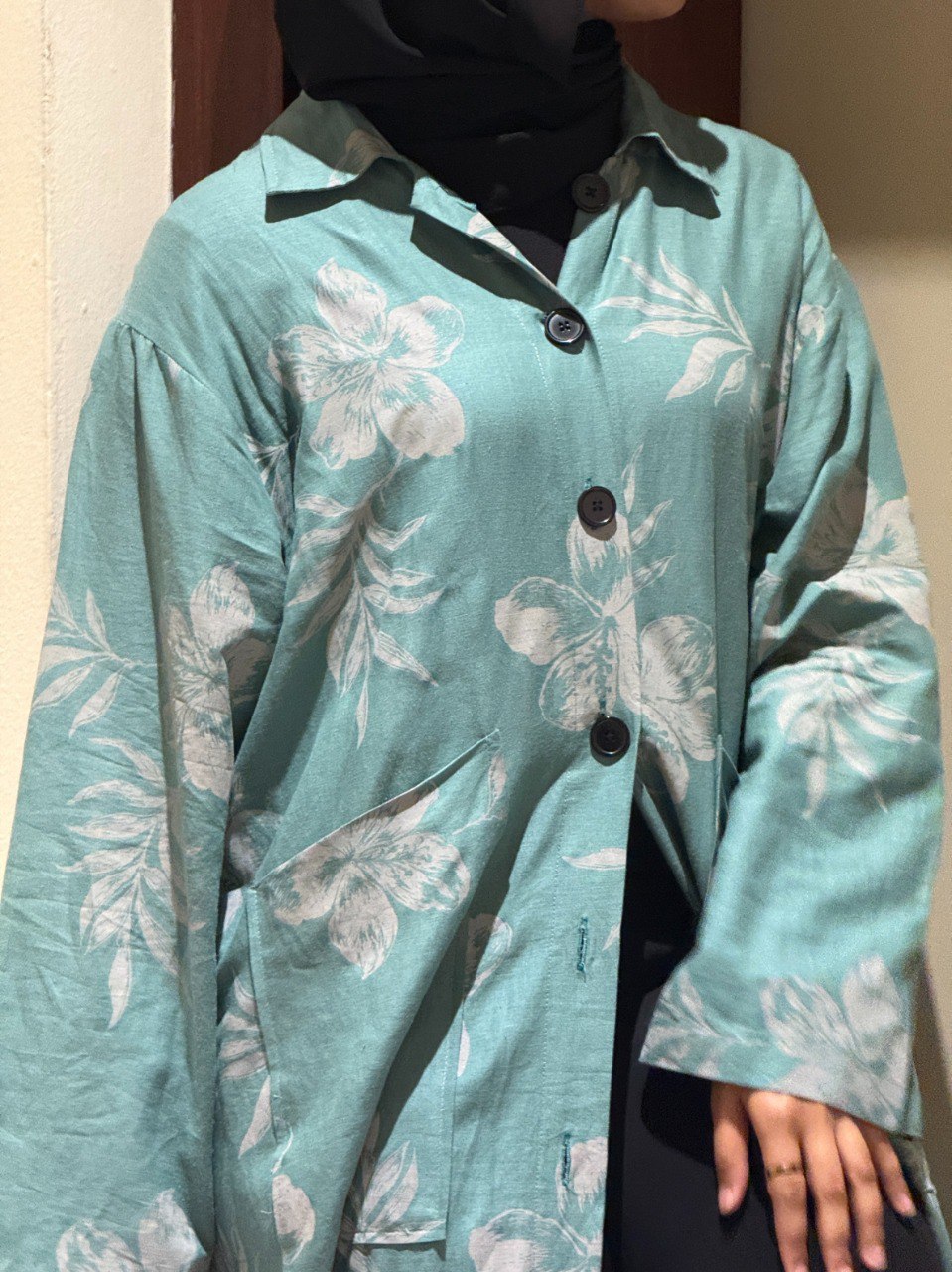 Tropical Button Front Dress in Mint Oasis